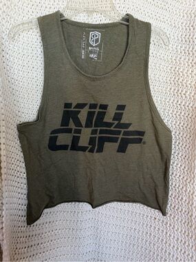 KILL CLIFF Olive Graphic Crop Tank